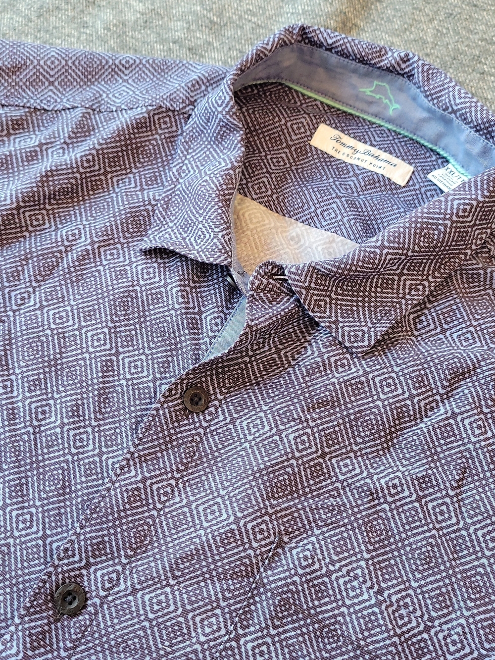 Tommy Bahama Shirt Men's 2XL The Coconut Point Blue Geometric Button Up Casual